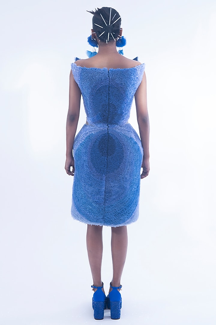 Sapphire Blue Ombre Silk Taffeta Embroidered Party Wear Dress by SIDDHARTHA BANSAL at Pernia's Pop Up Shop