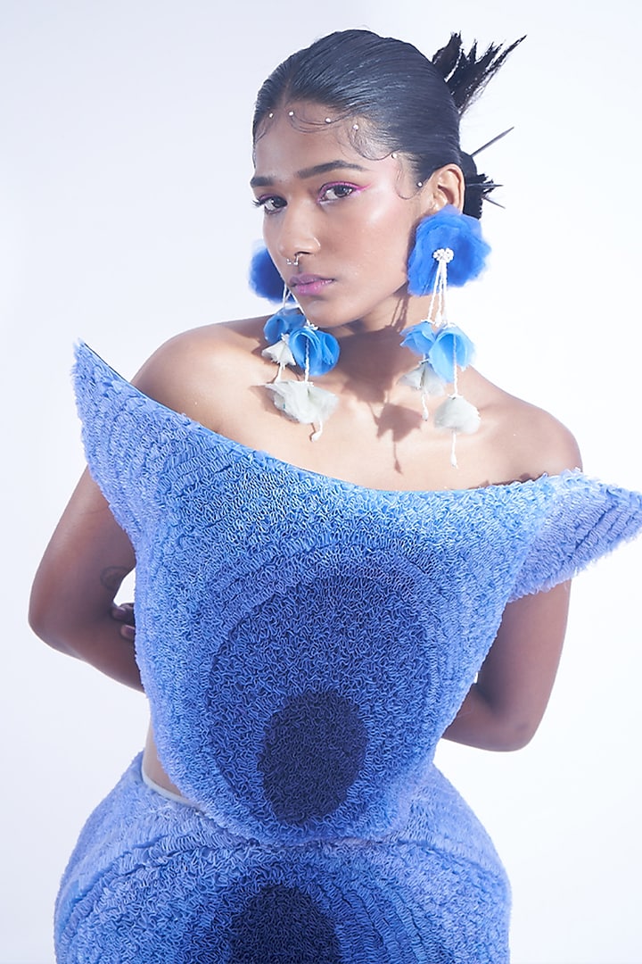 Sapphire Blue Ombre Silk Taffeta Embroidered Party Wear Dress by SIDDHARTHA BANSAL at Pernia's Pop Up Shop