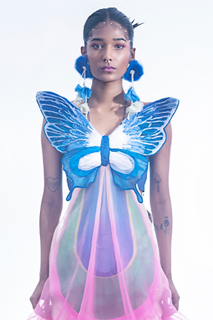Multi-Colored Silk Taffeta & Organza Balloon Cocktail Dress by SIDDHARTHA BANSAL at Pernia's Pop Up Shop