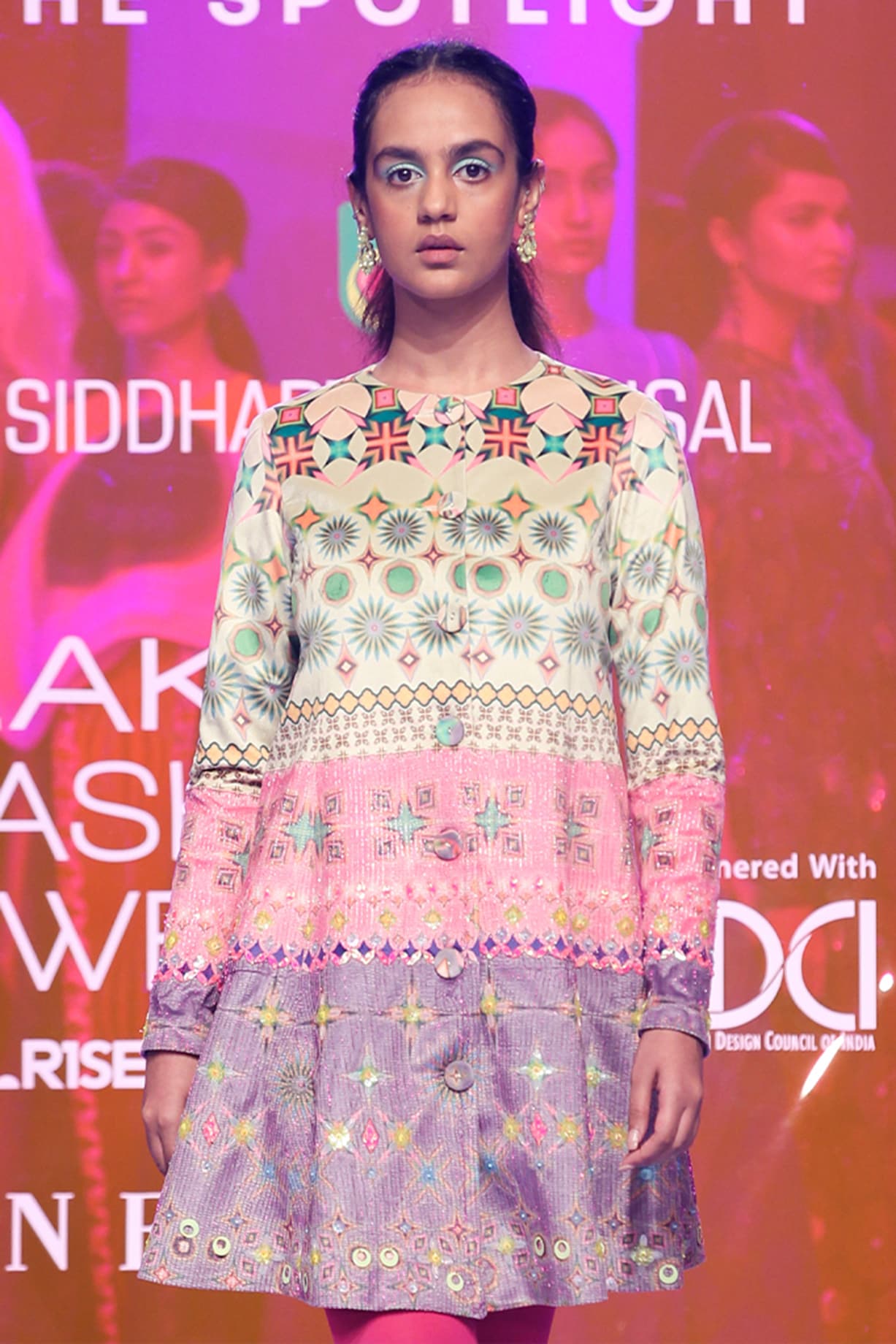 Multi-Colored Jacquard & Cotton Velvet A-line Dress Design by SIDDHARTHA  BANSAL at Pernia's Pop Up Shop 2023