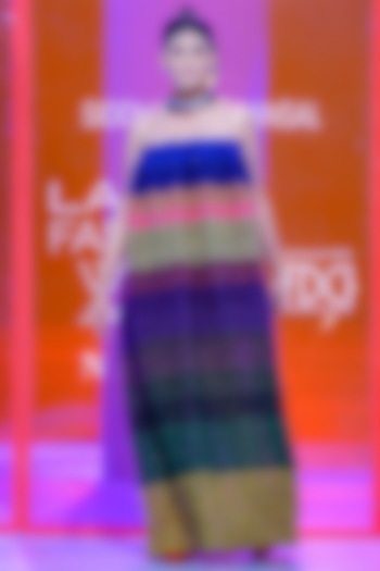 Multi-Colored Organza Embroidered Off-Shoulder Party Wear Dress by SIDDHARTHA BANSAL at Pernia's Pop Up Shop