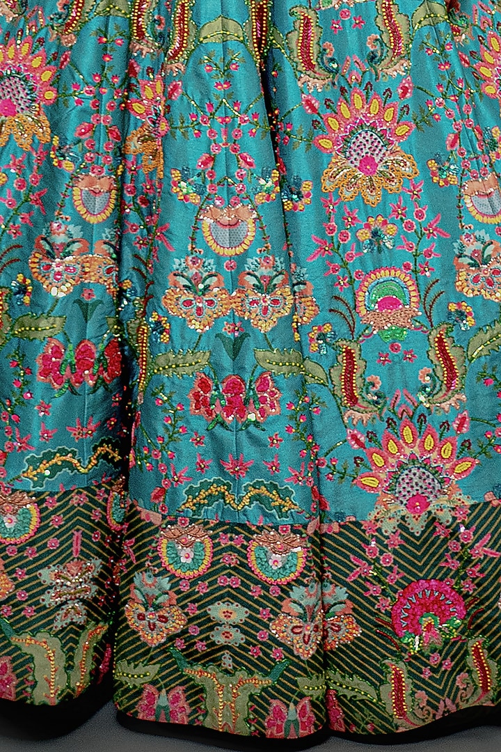Teal Embroidered Gown by Siddhartha Bansal at Pernia's Pop Up Shop