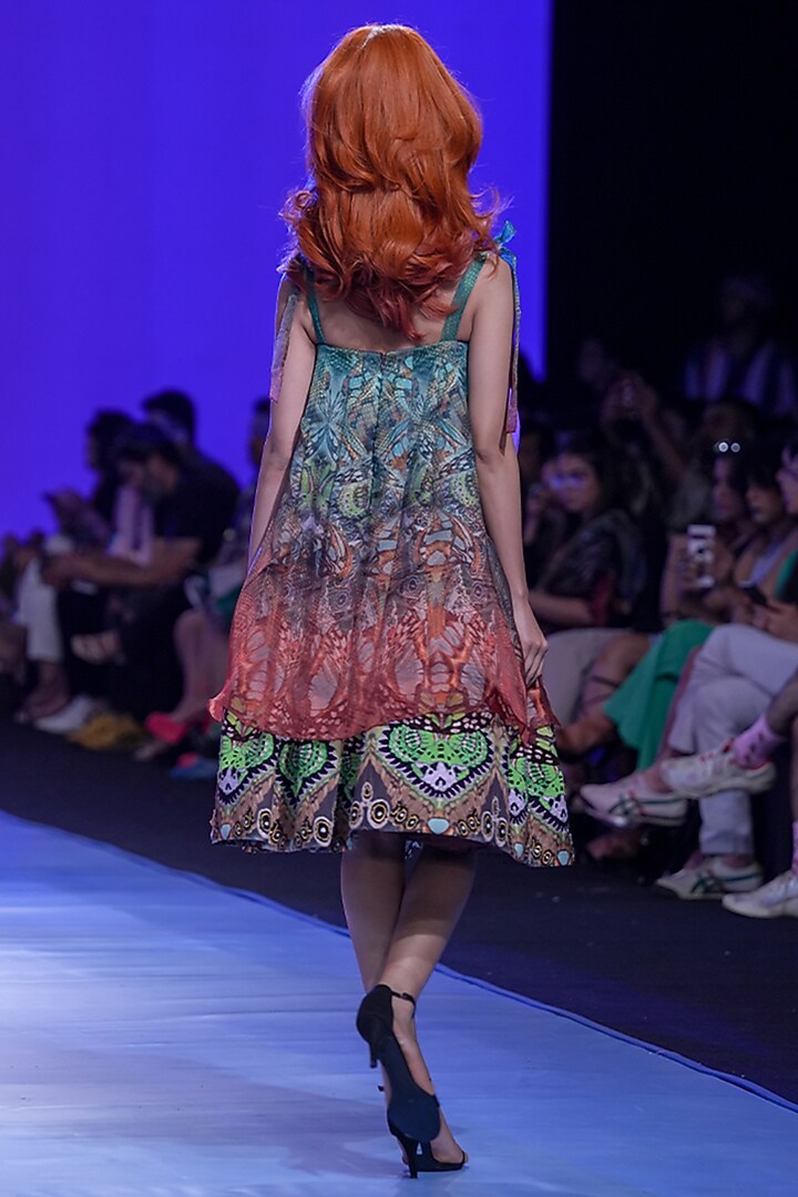 Multi-Colored Silk Taffeta & Organza Printed Party Wear Dress by SIDDHARTHA BANSAL at Pernia's Pop Up Shop