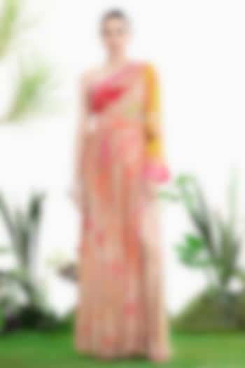 Blush Pink Chiffon One-Shoulder Draped Vacation Dress by SIDDHARTHA BANSAL at Pernia's Pop Up Shop