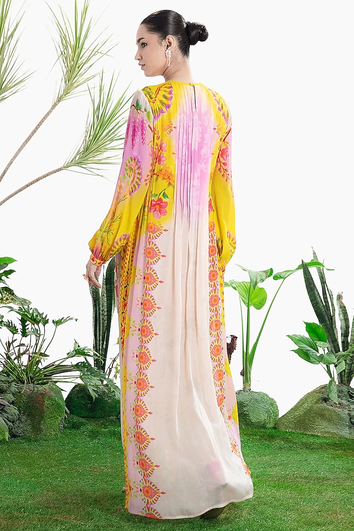 Multi-Colored Crepe Printed Kaftan Vacation Dress by SIDDHARTHA BANSAL at Pernia's Pop Up Shop