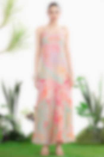 Ivory Crepe Printed Maxi Vacation Dress by SIDDHARTHA BANSAL at Pernia's Pop Up Shop