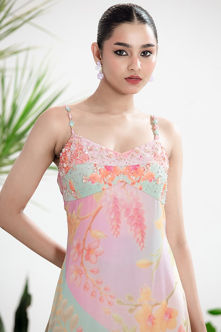 Ivory Crepe Printed Maxi Vacation Dress by SIDDHARTHA BANSAL at Pernia's Pop Up Shop