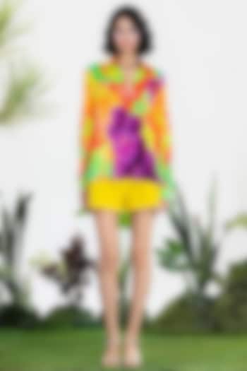 Yellow Habutai Silk Printed Co-Ord Set by SIDDHARTHA BANSAL at Pernia's Pop Up Shop