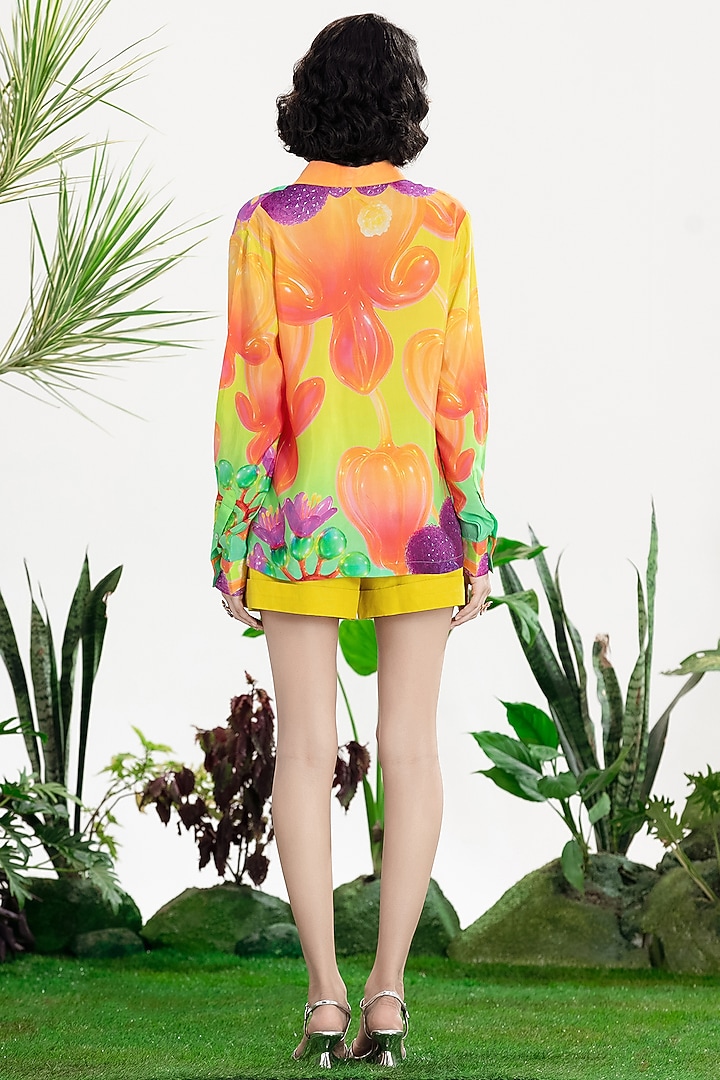 Yellow Habutai Silk Printed Co-Ord Set by SIDDHARTHA BANSAL at Pernia's Pop Up Shop