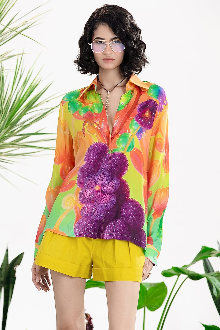 Yellow Habutai Silk Printed Co-Ord Set by SIDDHARTHA BANSAL at Pernia's Pop Up Shop