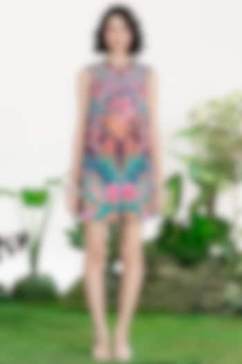Multi-Colored Crepe Sequin Embroidered Shift Party Wear Dress by SIDDHARTHA BANSAL at Pernia's Pop Up Shop