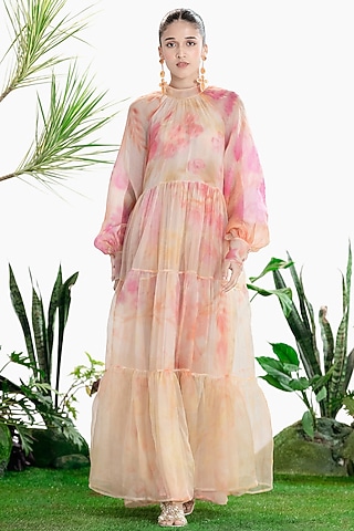 Multi-Colored Organza Layered Dress by SIDDHARTHA BANSAL