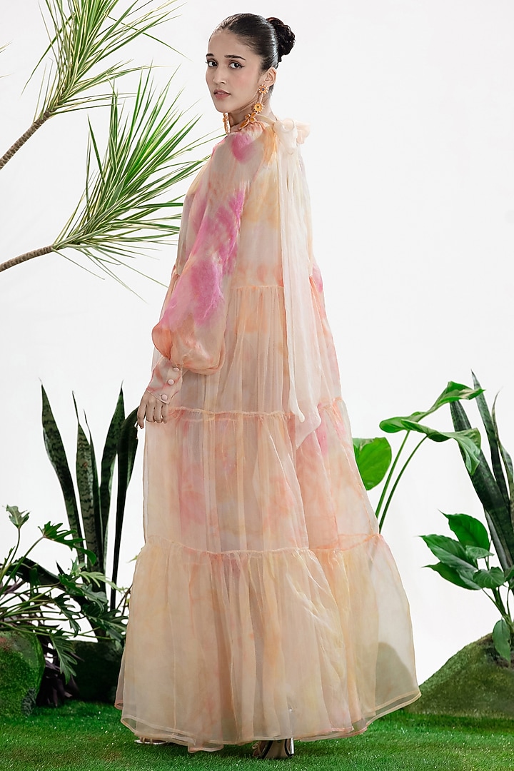 Multi-Colored Organza Layered Cocktail Dress by SIDDHARTHA BANSAL at Pernia's Pop Up Shop