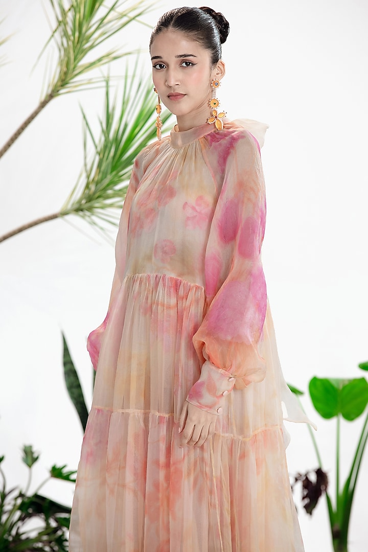 Multi-Colored Organza Layered Cocktail Dress by SIDDHARTHA BANSAL at Pernia's Pop Up Shop
