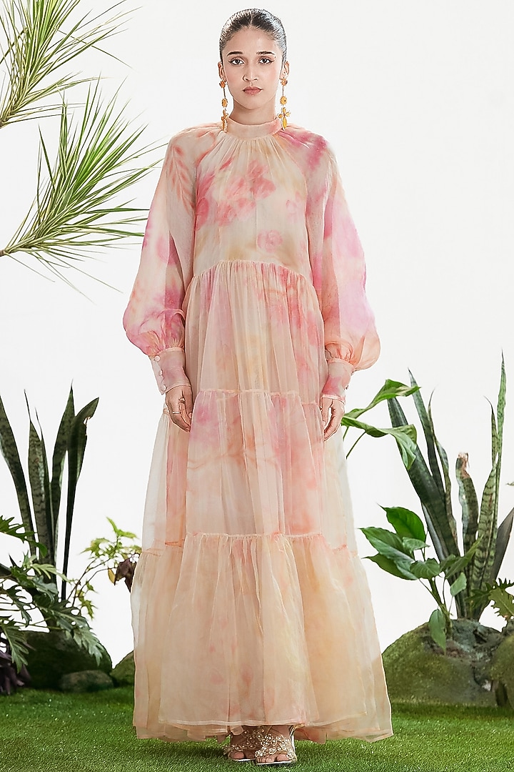 Multi-Colored Organza Layered Cocktail Dress by SIDDHARTHA BANSAL at Pernia's Pop Up Shop