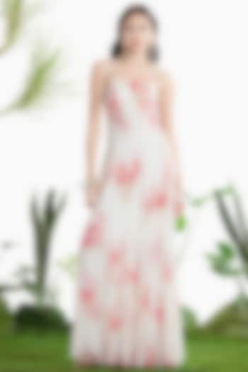 Ivory Chiffon Embroidered Paneled Vacation Dress by SIDDHARTHA BANSAL at Pernia's Pop Up Shop