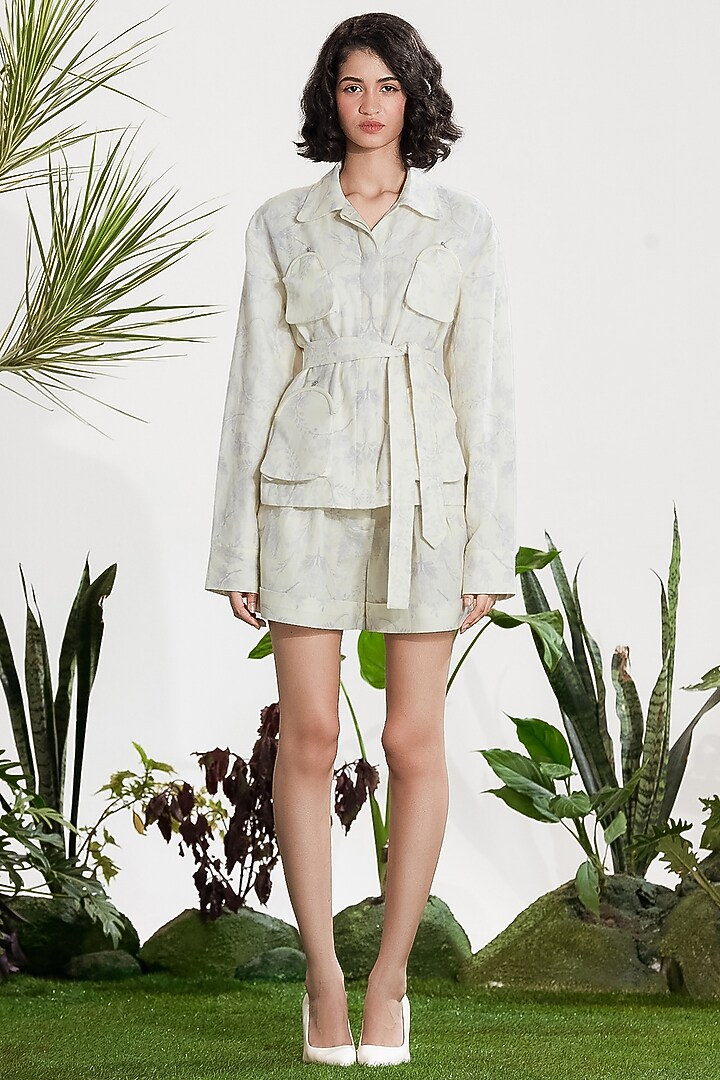 Ivory Cotton Linen Printed Co-Ord Set by SIDDHARTHA BANSAL at Pernia's Pop Up Shop