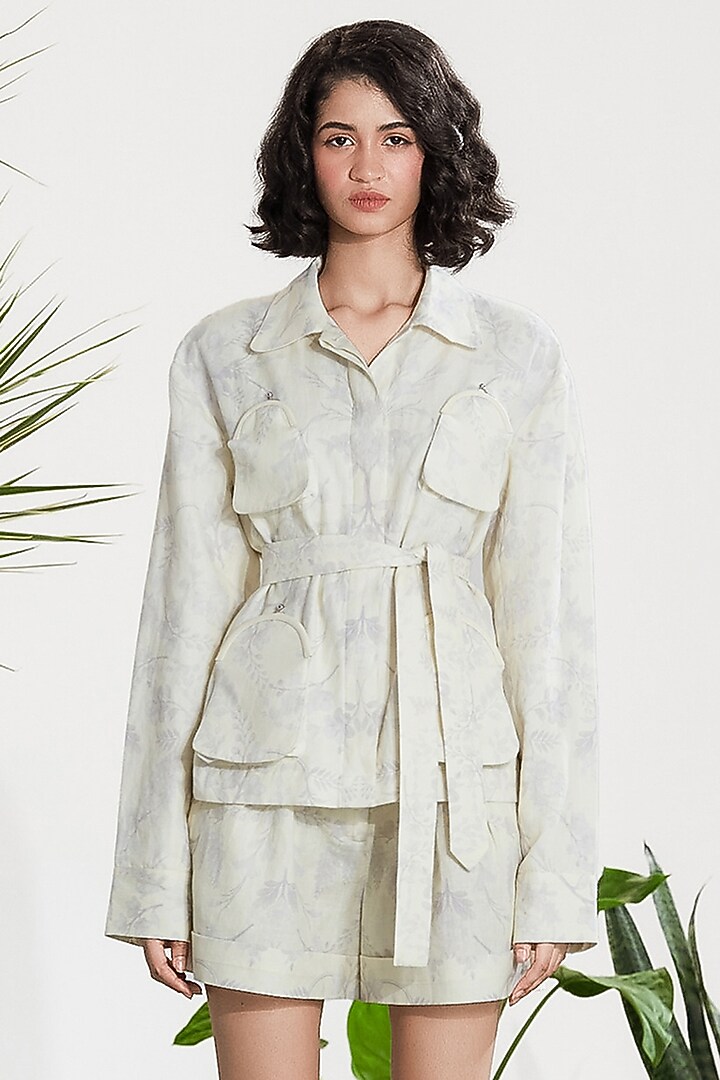 Ivory Cotton Linen Printed Co-Ord Set by SIDDHARTHA BANSAL at Pernia's Pop Up Shop