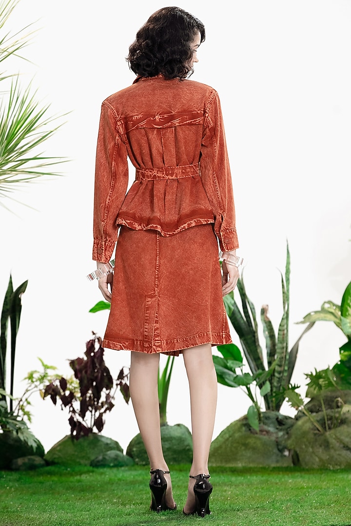 Rust Denim Twill Co-Ord Set by SIDDHARTHA BANSAL at Pernia's Pop Up Shop