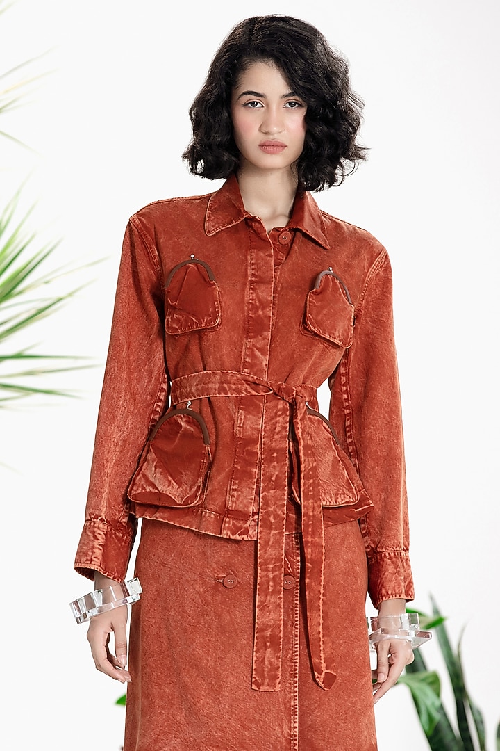 Rust Denim Twill Co-Ord Set by SIDDHARTHA BANSAL at Pernia's Pop Up Shop