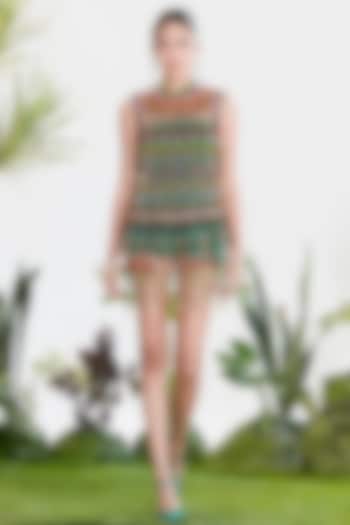 Green Velvet Crystal & Bead Embroidered Tube Party Wear Dress by SIDDHARTHA BANSAL at Pernia's Pop Up Shop