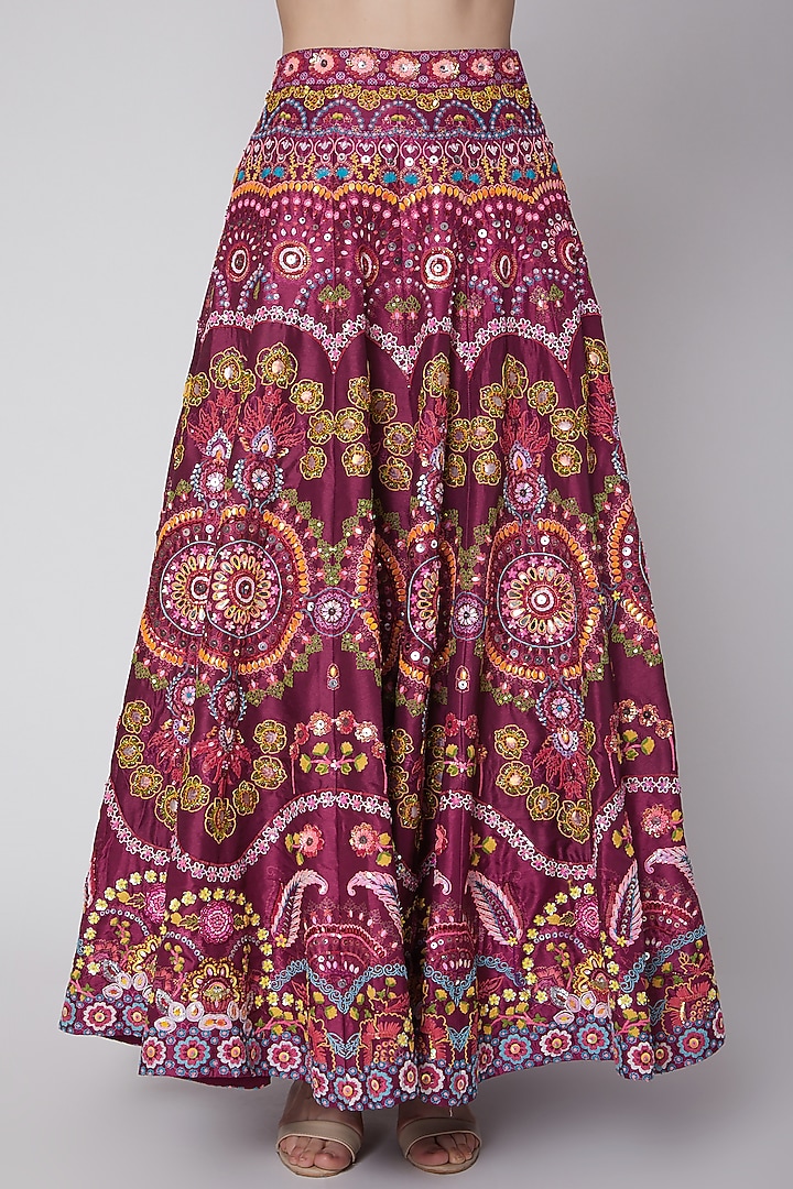 Magenta Embroidered & Printed Wedding Lehenga Set by SIDDHARTHA BANSAL at Pernia's Pop Up Shop