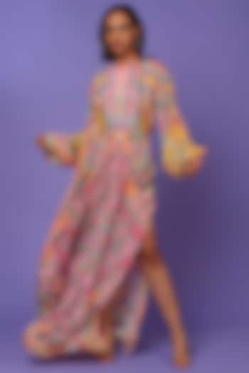 Multi-Colored Digital Printed Kaftan Dress by SIDDHARTHA BANSAL