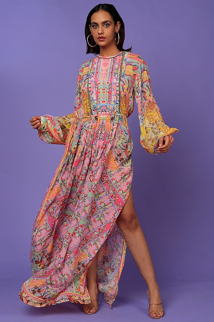Multi-Colored Digital Printed Kaftan Dress Design by SIDDHARTHA BANSAL ...
