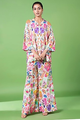 Multi-Colored Rayon Twill Co-Ord Set by SIDDHARTHA BANSAL