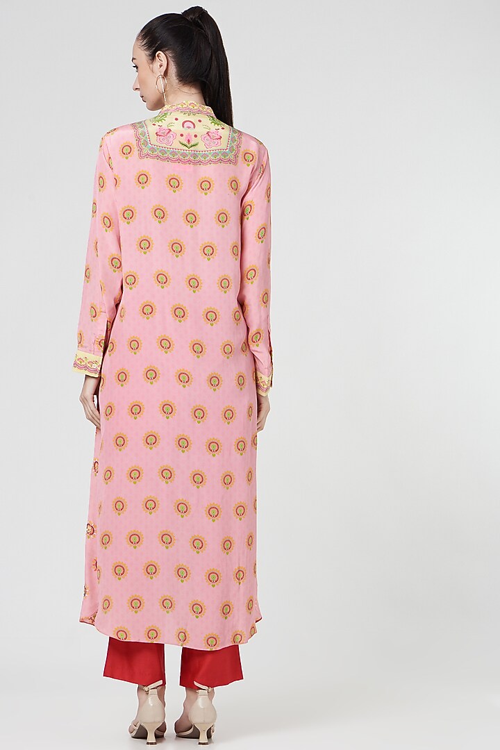 Light Pink Printed Shirt Dress by SIDDHARTHA BANSAL at Pernia's Pop Up Shop