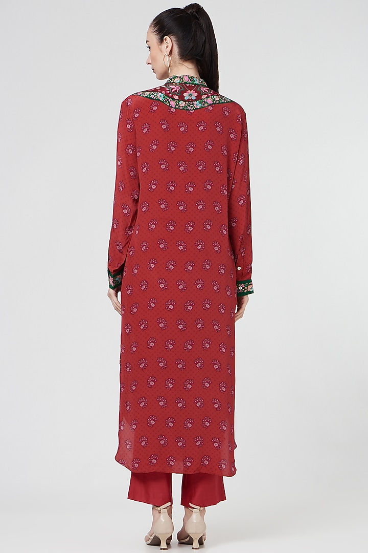 Red Digital Printed Shirt Dress by SIDDHARTHA BANSAL at Pernia's Pop Up Shop