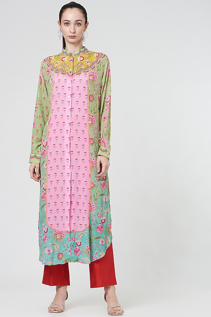 Multi-Coloured Printed Shirt Dress by SIDDHARTHA BANSAL