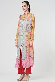 Multi-Coloured Crepe Printed Shirt Dress by SIDDHARTHA BANSAL-POPULAR PRODUCTS AT STORE