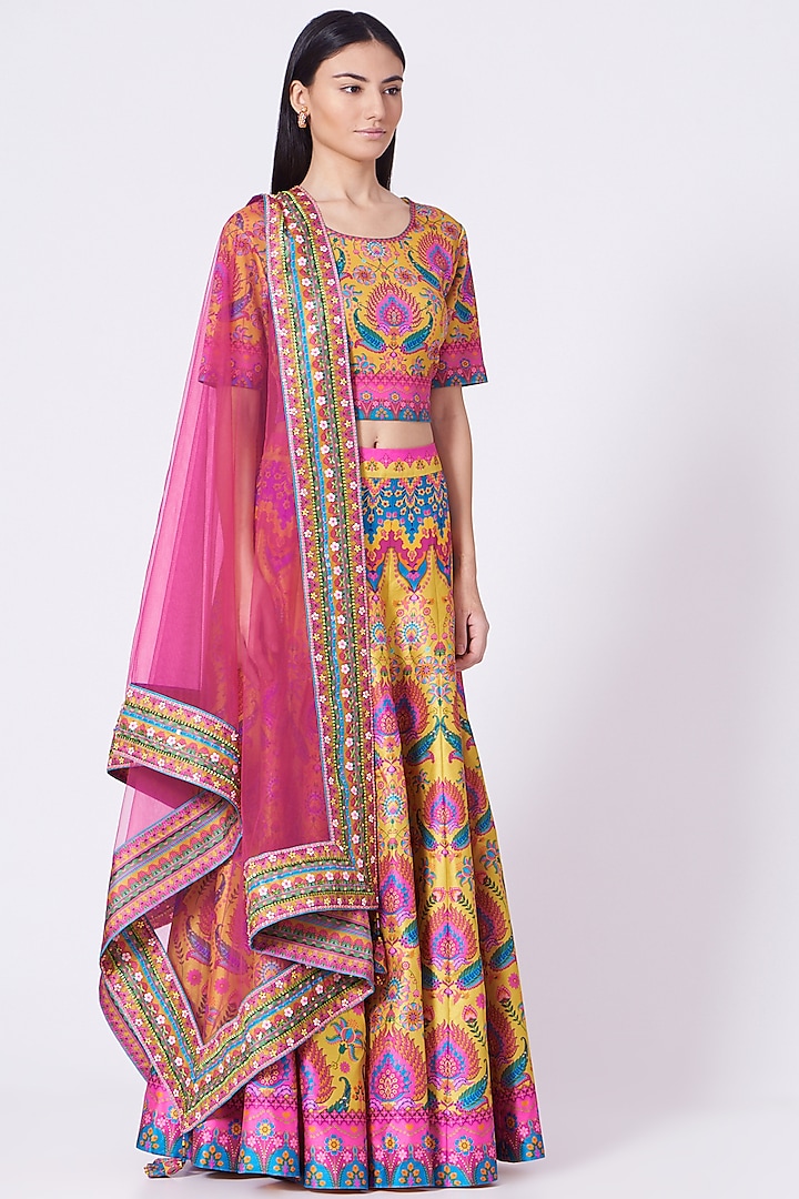 Multi-Colored Printed Wedding Lehenga Set by SIDDHARTHA BANSAL at Pernia's Pop Up Shop