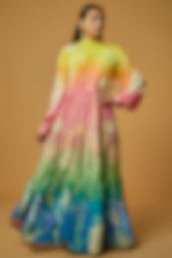 Multi-Color Digital Printed Tiered Dress by SIDDHARTHA BANSAL