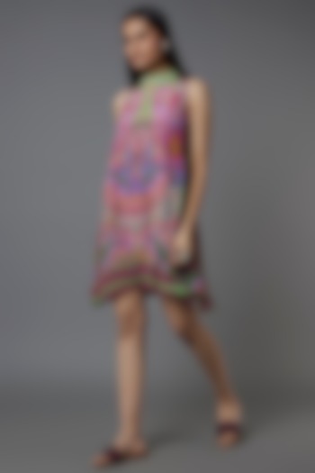 Purple Digital Printed Mini Dress by SIDDHARTHA BANSAL