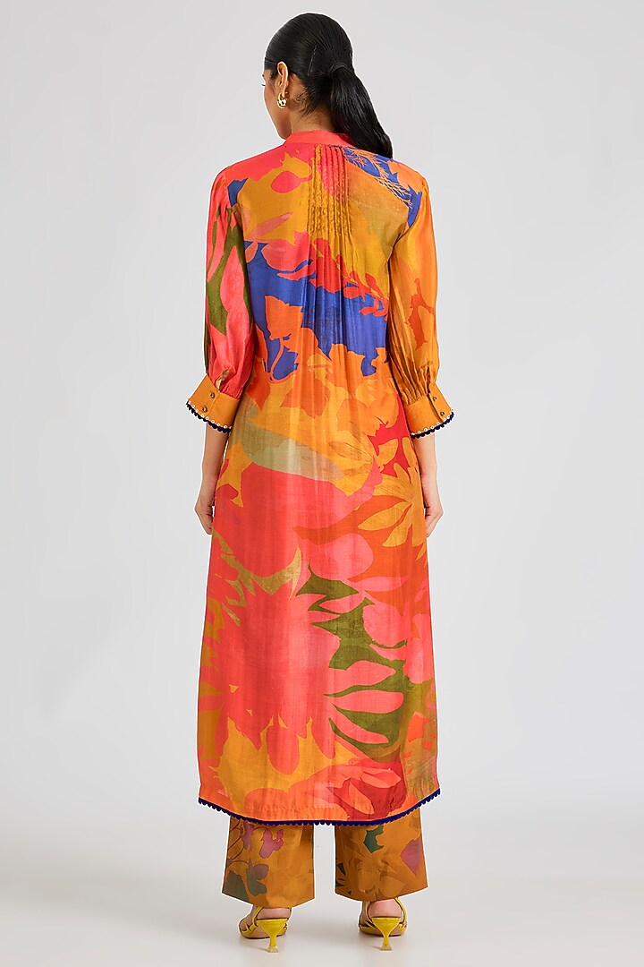 Multi-Colored Modal Muslin Cotton Threadwork & Printed Ombre Kurta Set by SIDDHARTHA BANSAL at Pernia's Pop Up Shop