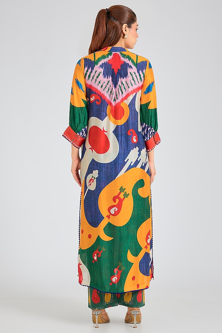 Multi-Colored Threadwork & Printed Kurta Set by SIDDHARTHA BANSAL at Pernia's Pop Up Shop