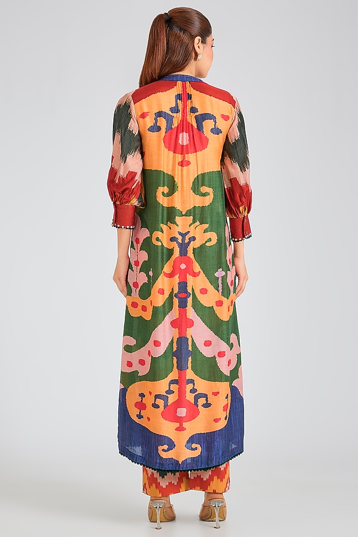 Multi-Colored Modal Muslin Cotton Threadwork & Printed Ombre Kurta Set by SIDDHARTHA BANSAL at Pernia's Pop Up Shop