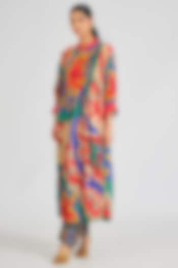 Multi-Colored Modal Muslin Cotton Threadwork & Printed Ombre Kurta Set by SIDDHARTHA BANSAL at Pernia's Pop Up Shop