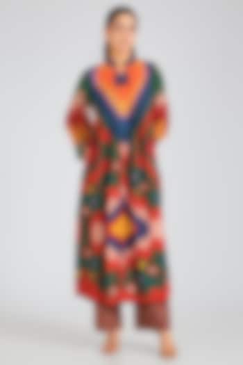 Multi-Colored Modal Muslin Cotton Threadwork & Printed Ombre Kurta Set by SIDDHARTHA BANSAL at Pernia's Pop Up Shop