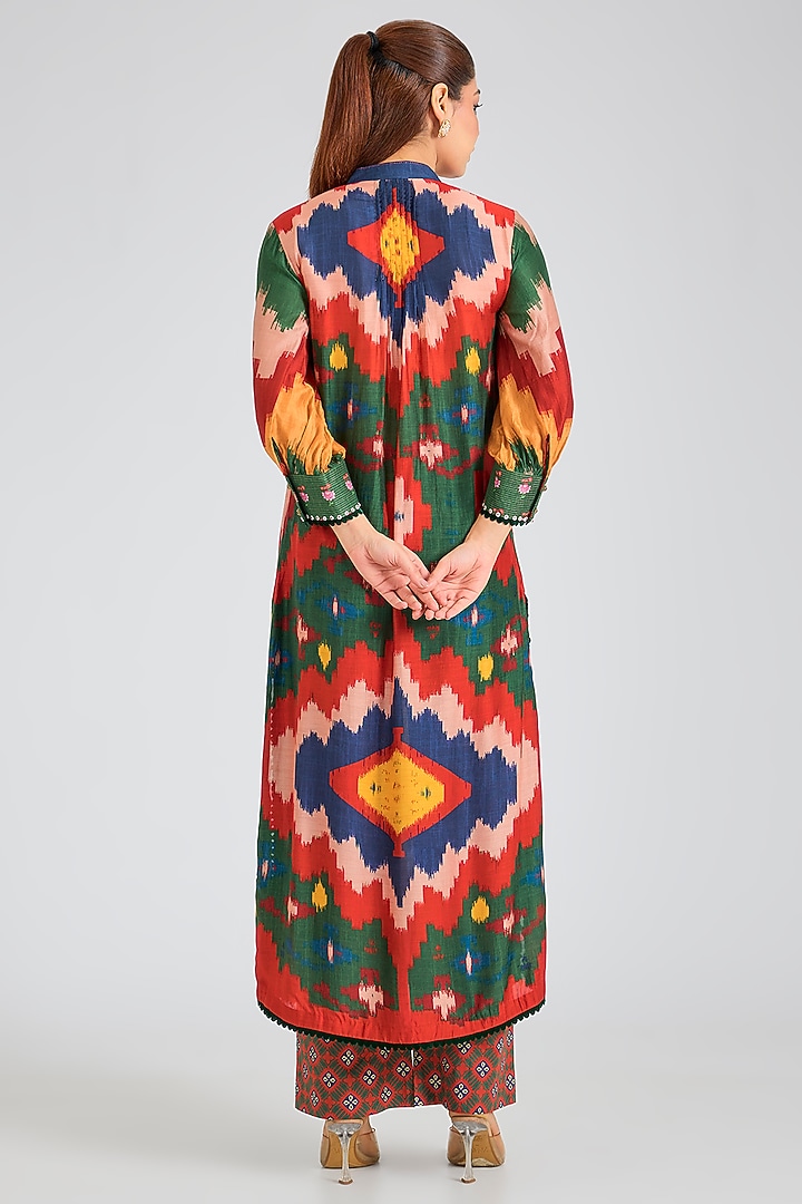 Multi-Colored Modal Muslin Cotton Threadwork & Printed Ombre Kurta Set by SIDDHARTHA BANSAL at Pernia's Pop Up Shop