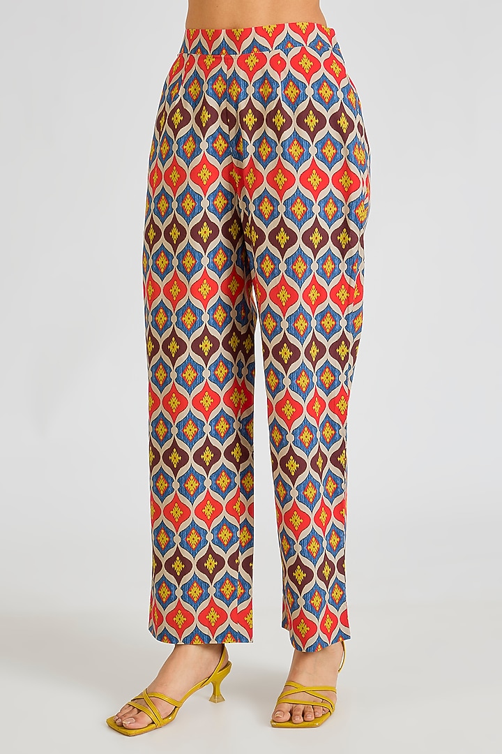 Multi-Colored Crepe Threadwork & Printed Kurta Set by SIDDHARTHA BANSAL at Pernia's Pop Up Shop