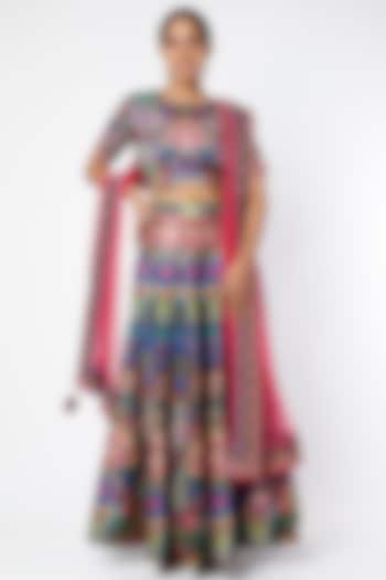 Royal Blue Digital Printed Wedding Lehenga Set by SIDDHARTHA BANSAL at Pernia's Pop Up Shop