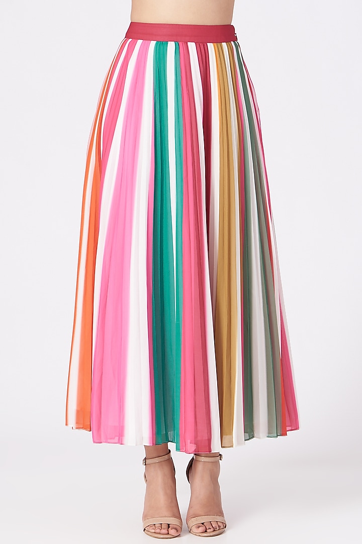 Multi Colored Printed Skirt by SIDDHARTHA BANSAL