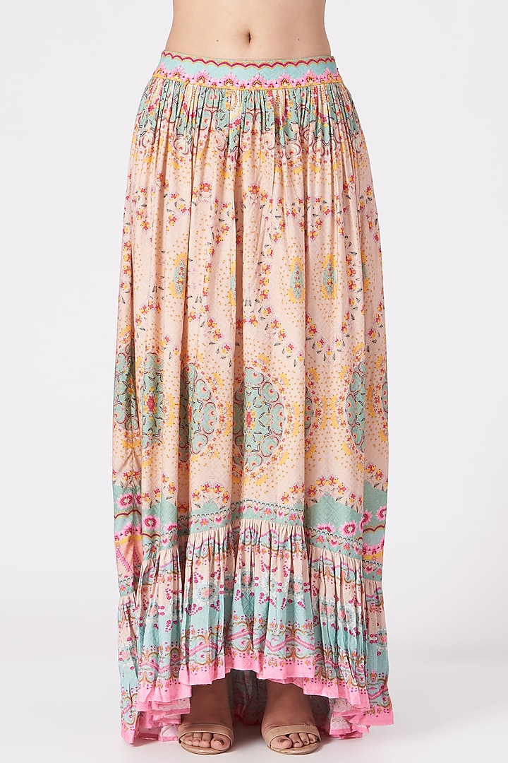 Beige Printed High-Low Skirt Set by SIDDHARTHA BANSAL at Pernia's Pop Up Shop