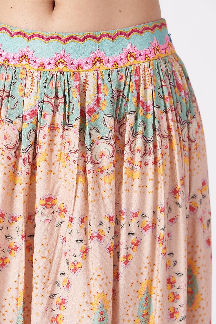 Beige Printed High-Low Skirt Set by SIDDHARTHA BANSAL at Pernia's Pop Up Shop