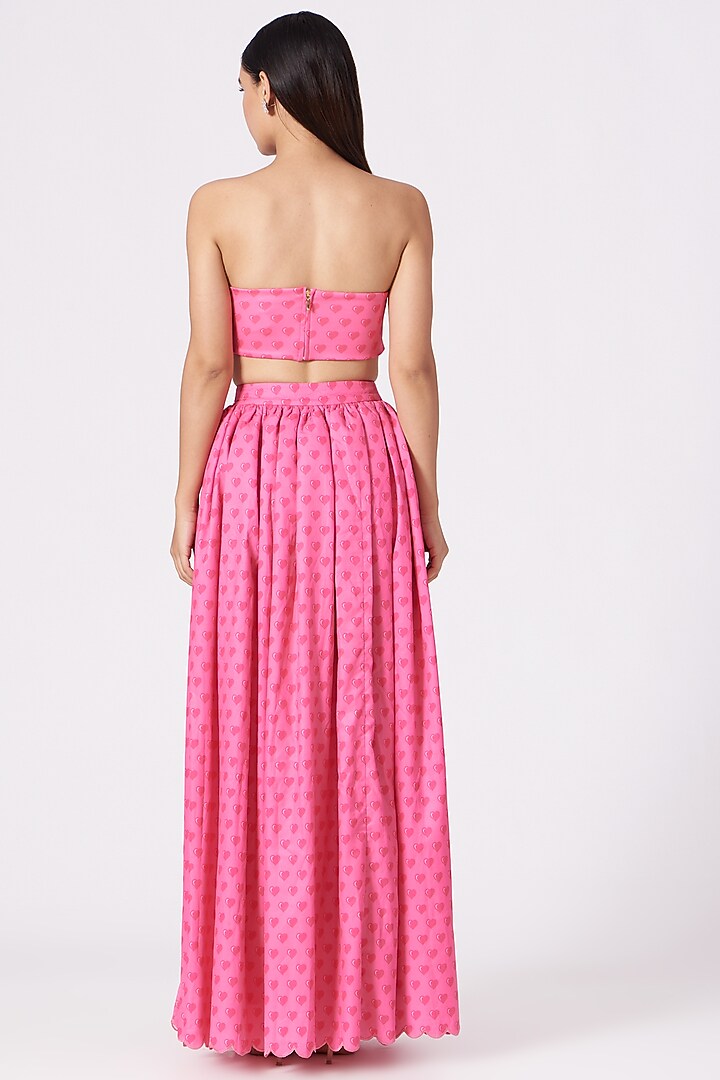 Blush Pink Scuba & Poly Crepe Digital Printed Skirt Set by SIDDHARTHA BANSAL at Pernia's Pop Up Shop