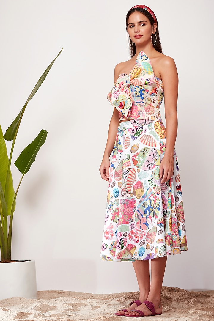 Multi-Colored Block Printed Skirt by SIDDHARTHA BANSAL