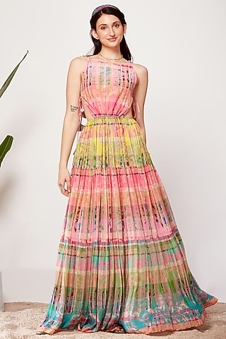 Multi-Colored Printed Dress by SIDDHARTHA BANSAL